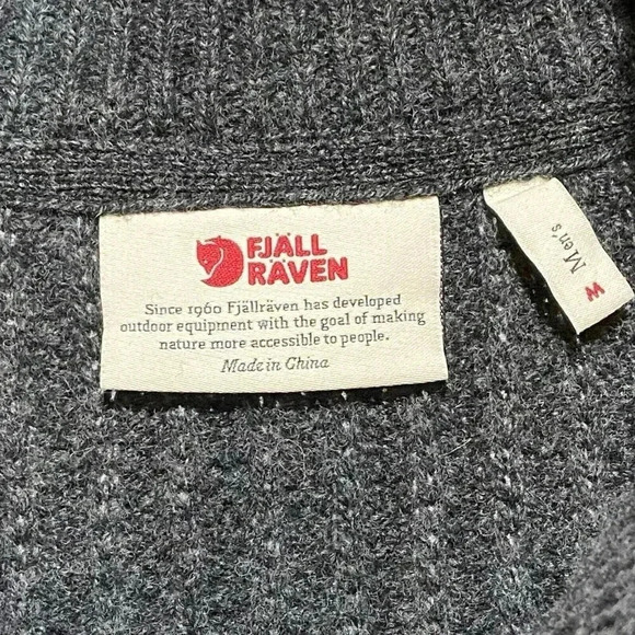 FJALLRAVEN OVIK HALF ZIP KNIT SWEATER MENS DARK GREY HUNTING HIKING OUTDOORS NWT - Picture 9 of 14